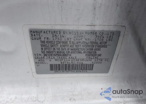 2017 Nissan Versa 1.6 S/1.6 S+/1.6 Sl/1.6 Sv from USA, damaged, VIN 3N1CN7AP9HL806214